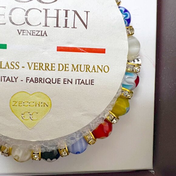 Murano Multicolored Glass Bead Stretch Bracelet [CC Zecchin] - Picture 3 of 4